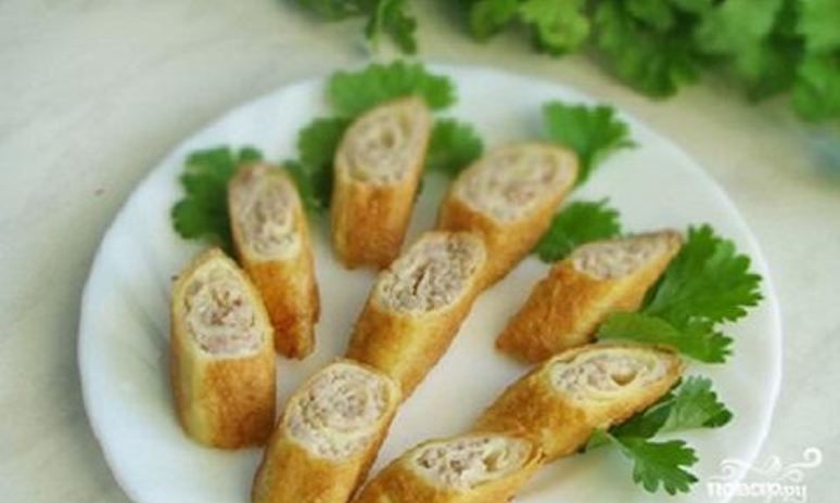 Рецепт яичных блинчиков с мясом