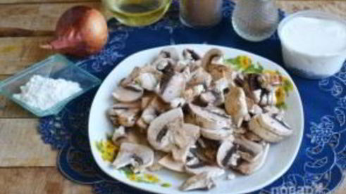 запеченные блины с курицей и шампиньонами