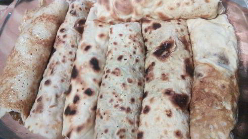 запеченные блины с мясной начинкой