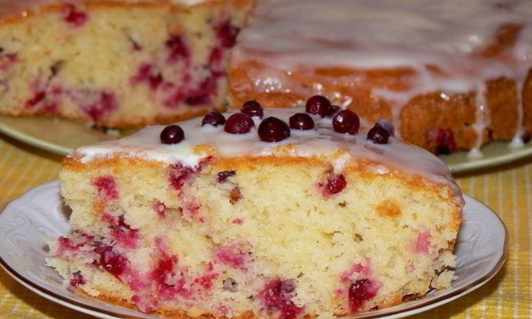 Рецепт кекса лимонно-кукурузный с брусникой