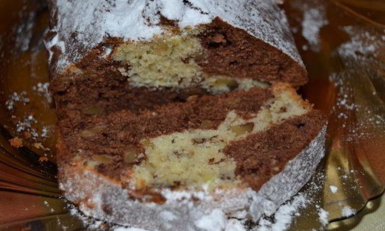 Рецепт мраморного кекса с грецкими орехами