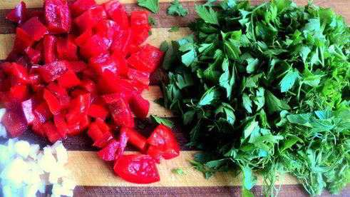 закусочный кекс с овощами и ветчиной