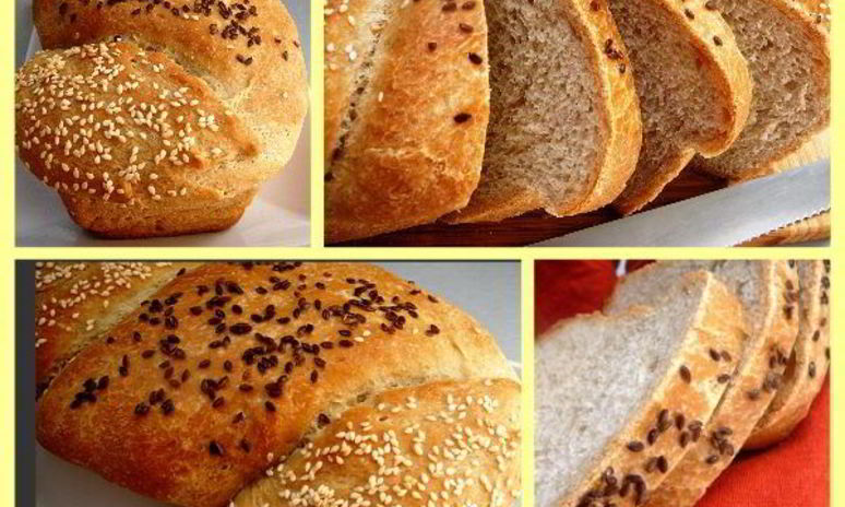 Рецепт хлеба пшенично-ячменный с семенем льна и кунжутом