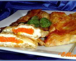 Конвертики из лаваша с тыквенно-творожной начинкой