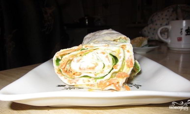 Рецепт лаваша с корейской морковкой и сыром