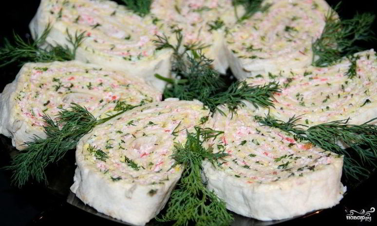 Рецепт лаваша с крабовыми палочками