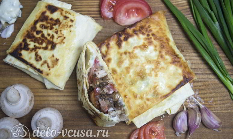 Рецепт лаваша с курицей и грибами