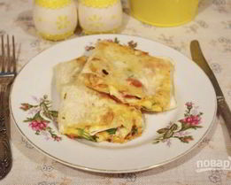 Лаваш с начинкой, жаренный на сковороде