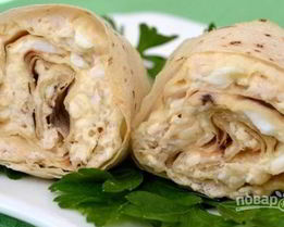 Лаваш с плавленым сыром и яйцом