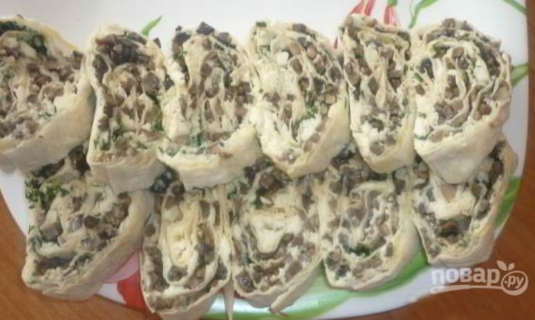 Рецепт лаваша с шампиньонами и сыром