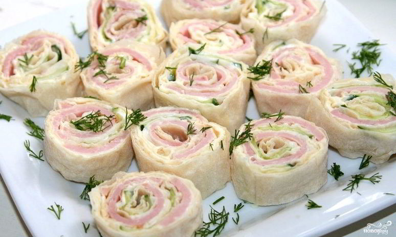 Рецепт лаваша с ветчиной