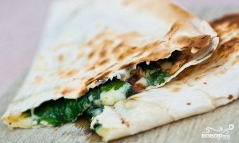 Рецепт лаваша со шпинатом и сыром