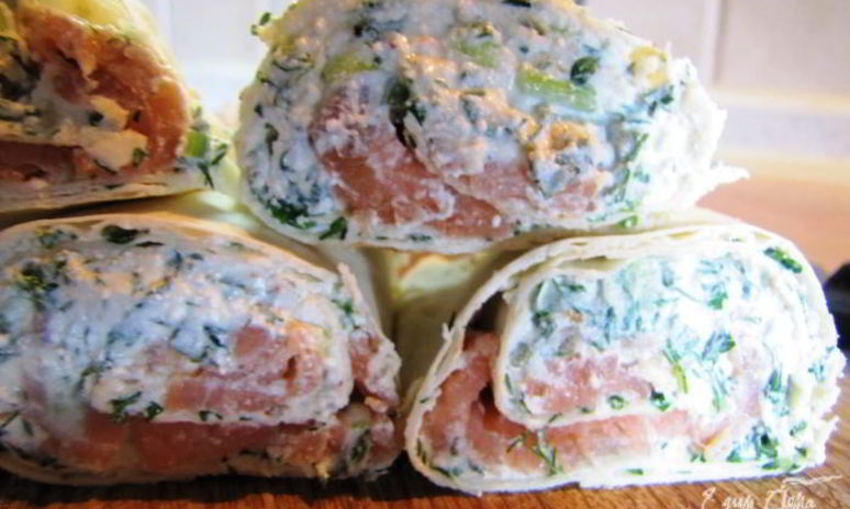 Рецепт лаваша закусочного, с творогом и семгой