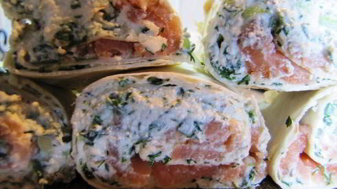 лаваш закусочный, с творогом и семгой