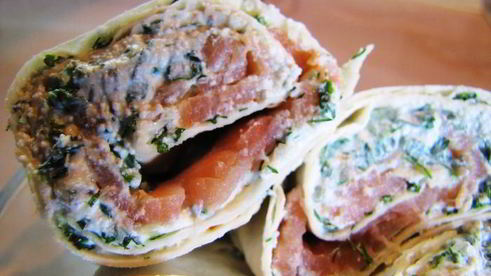 лаваш закусочный, с творогом и семгой