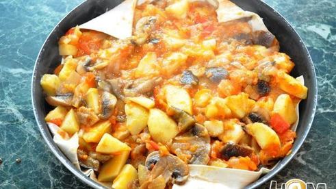 овощи, запеченные на лаваше