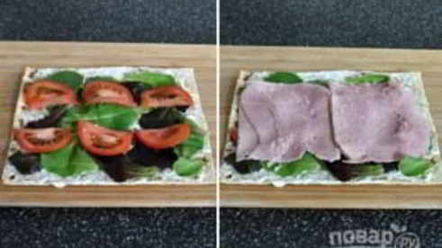 рулетики из лаваша с ветчиной