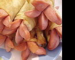 Сосиски с сыром в лаваше