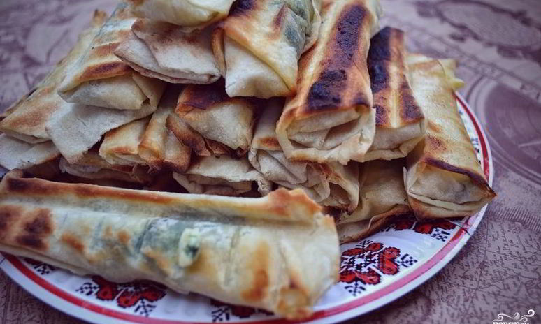 Рецепт сулугуней в лаваше на сковороде