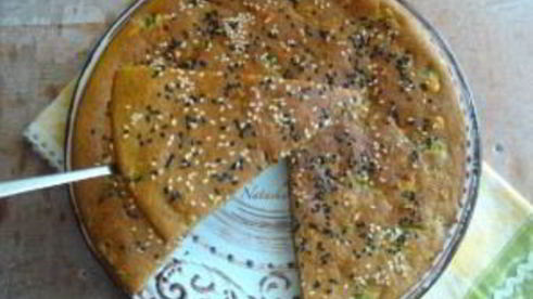 лепешка с отрубями, сыром и зеленью