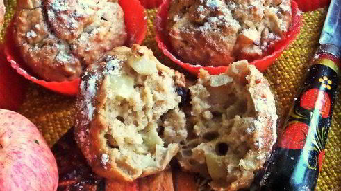 овсяные маффины с арахисом и яблоками