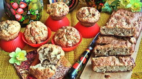 овсяные маффины с арахисом и яблоками