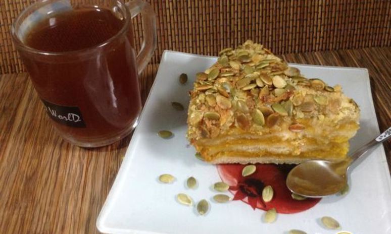 Рецепт насыпного манника с тыквенной начинкой