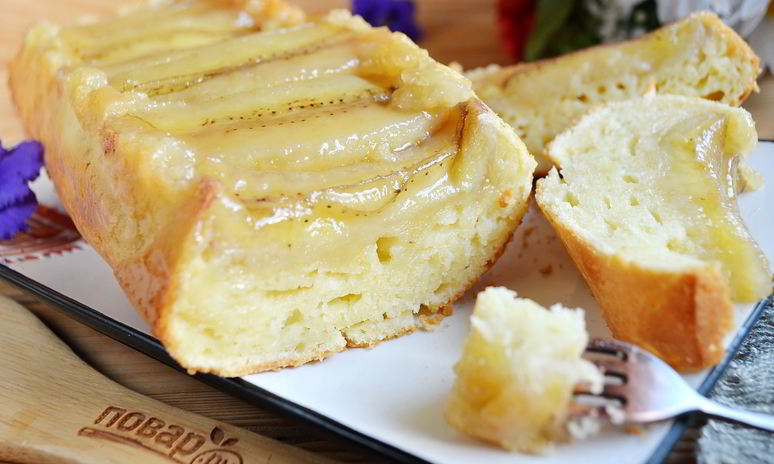 Рецепт бананового пирога со сметанной заливкой