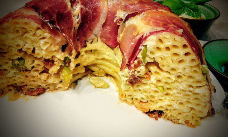 Рецепт макаронного пирога с базиликовым соусом