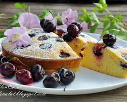 Пирог с черешней на кукурузной муке