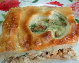 Пирог с грибами из слоеного бездрожжевого теста