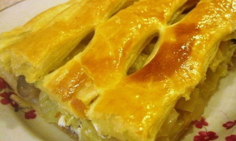 Рецепт слоеного пирога с капустой