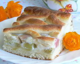 Творожный пирог с ревенем