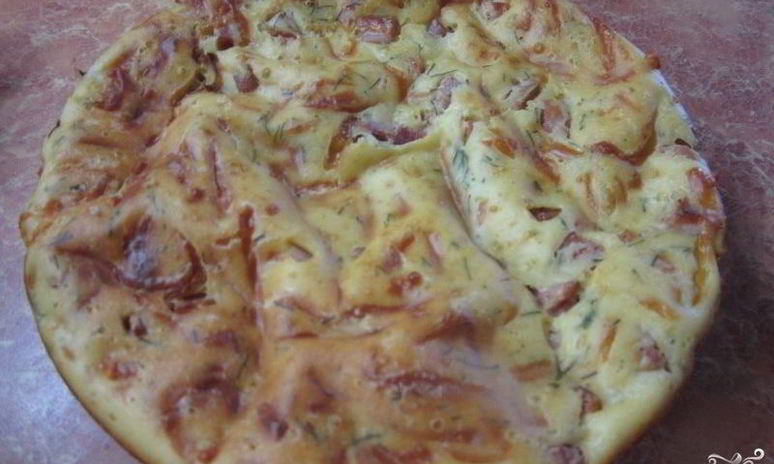 Рецепт заливного пирога с колбасой и сыром