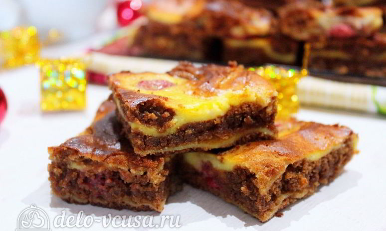 Рецепт брауни с творогом и вишней