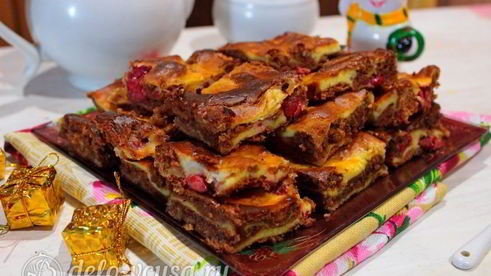 брауни с творогом и вишней