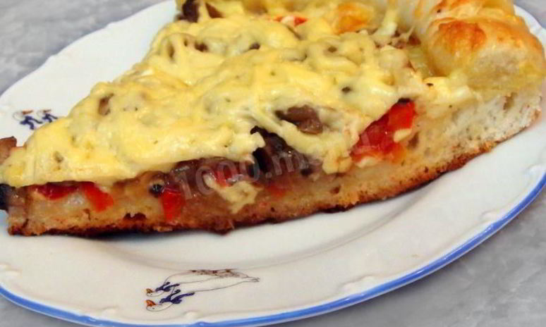 Рецепт грибной пиццы с сырным бортиком