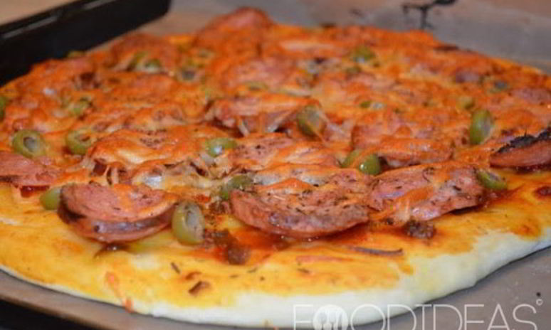 Рецепт пиццы с колбасой и сыром