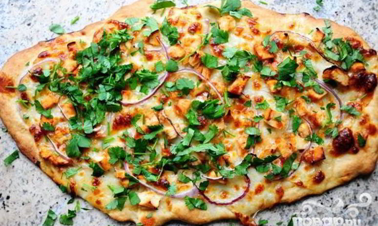 Рецепт пиццы с курицей и сыром