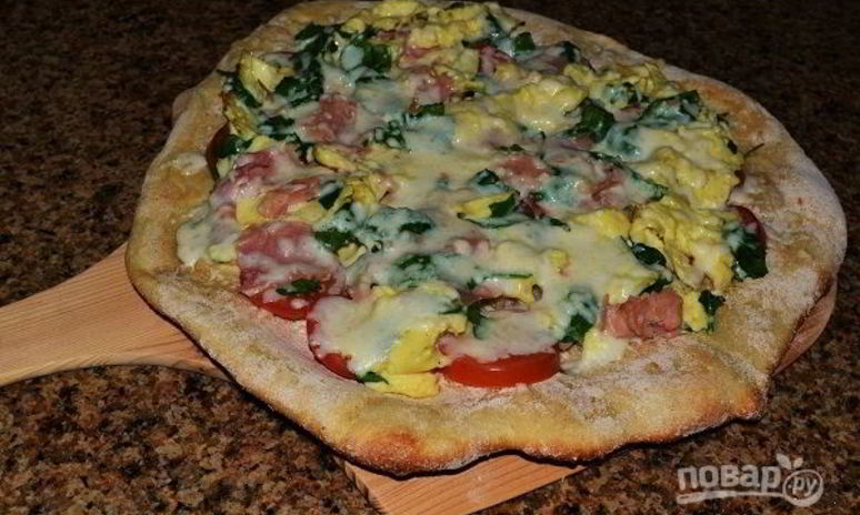 Рецепт пиццы с сыром и ветчиной