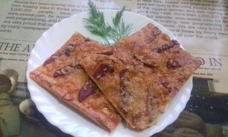 Рецепт пиццы спартанской из слоеного теста