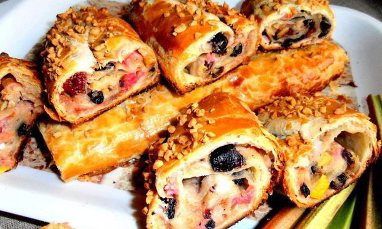 Рецепт штруделя из ревеня и изюма