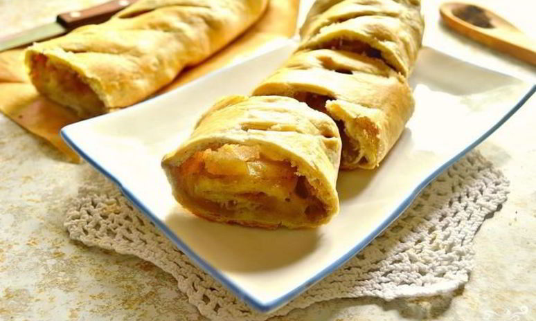 Рецепт яблочного штруделя из слоеного бездрожжевого теста
