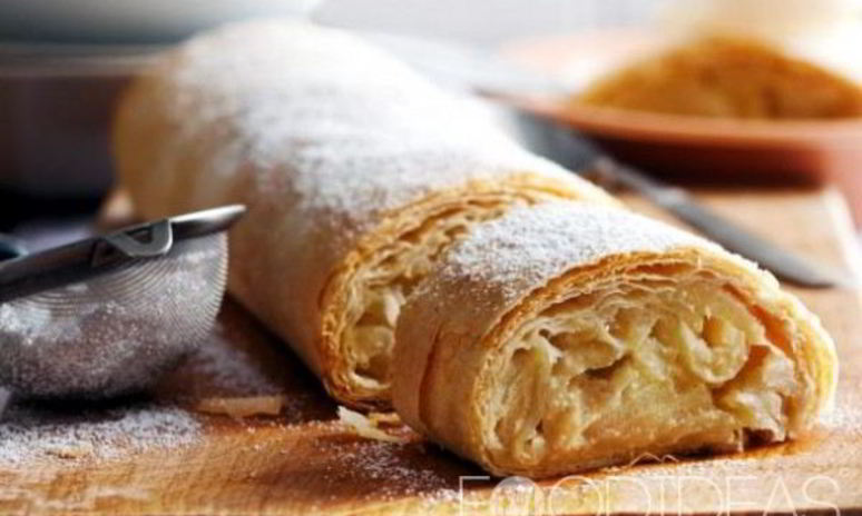 Рецепт яблочного штруделя из слоеного теста