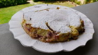 Творожник с персиками