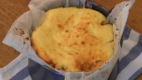 творожник с персиками