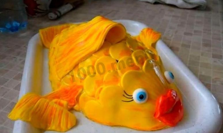 Рецепт торта рыба из мастики