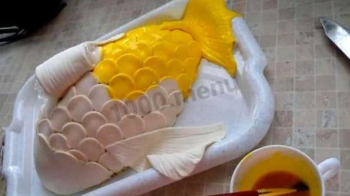 торт рыба из мастики