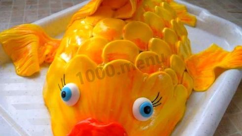 торт рыба из мастики