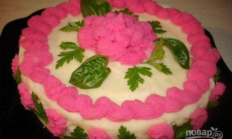 Рецепт закусочного торта из картофельного пюре